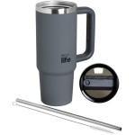 eco life Ecolife θερμός ποτήρι ανοξείδωτο junior grey με καλαμάκι 900ml 33-BO-5011 5208009003014
