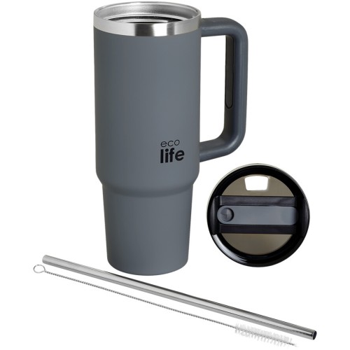 eco life Ecolife θερμός ποτήρι ανοξείδωτο junior grey με καλαμάκι 900ml 33-BO-5011 5208009003014