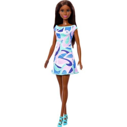 Mattel Barbie Fashion Doll in Retro Blue Dress Inspired by ‘80s Totally Hair Barbie, Brunette GBK92 / JKB59 194735345748