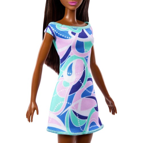 Mattel Barbie Fashion Doll in Retro Blue Dress Inspired by ‘80s Totally Hair Barbie, Brunette GBK92 / JKB59 194735345748