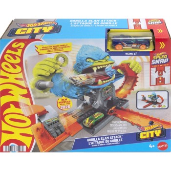 Mattel Hot Wheels City Gorilla Slam Attack Playset & Toy Car, Multiple Ways to Play, Speed Snap Track HDR29 / JHL92 194735334964