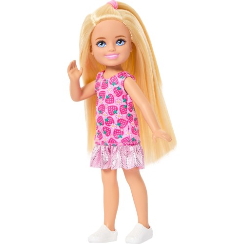 Mattel Barbie Club Chelsea Small Doll, 6-inch With Blonde Hair in Strawberry-print Dress & Shoes DWJ33 / JJB33 194735338931