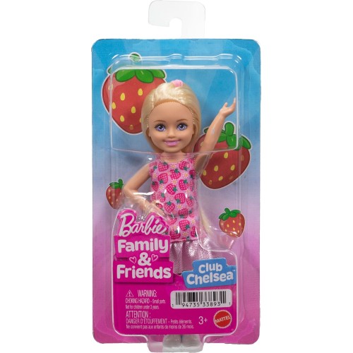 Mattel Barbie Club Chelsea Small Doll, 6-inch With Blonde Hair in Strawberry-print Dress & Shoes DWJ33 / JJB33 194735338931