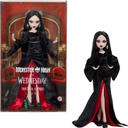 Mattel Monster High x Wednesday Collectible Doll, Morticia Addams in Black Velvet Dress JLK99 194735366484