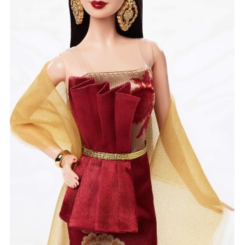 Mattel Barbie Signature Lunar New Year Fashion Doll, Red Dress With Golden Peonies, Collectible Holiday Gift JJX83 194735343584