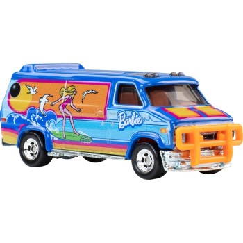 Mattel Hot Wheels Premium Custom Vintage Barbie GMC Panel Van, 1:64 Scale Die-cast Beach Bus HXD63 / JHW98 194735337255