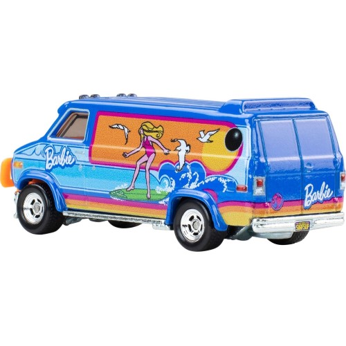 Mattel Hot Wheels Premium Custom Vintage Barbie GMC Panel Van, 1:64 Scale Die-cast Beach Bus HXD63 / JHW98 194735337255