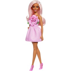 Mattel Barbie Fashionistas Doll 238 in Strapless Rose Dress, Pink Hair With Barrette Accessory FBR37 / HYT94 194735255580