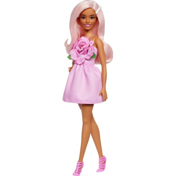 Mattel Barbie Fashionistas Doll 238 in Strapless Rose Dress, Pink Hair With Barrette Accessory FBR37 / HYT94 194735255580