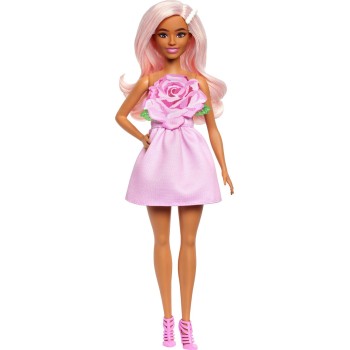 Mattel Barbie Fashionistas Doll 238 in Strapless Rose Dress, Pink Hair With Barrette Accessory FBR37 / HYT94 194735255580
