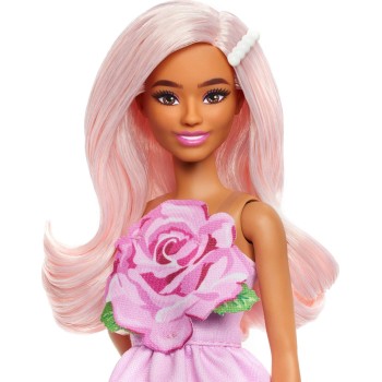 Mattel Barbie Fashionistas Doll 238 in Strapless Rose Dress, Pink Hair With Barrette Accessory FBR37 / HYT94 194735255580