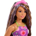 Mattel Barbie Fashionistas Doll 244 With Floral Halter Dress, Purple-streaked Brown Hair FBR37 / JJN57 194735339990