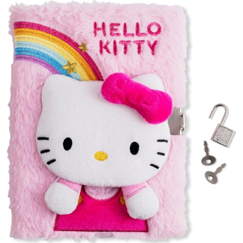 kids licensing hello kitty girls 3-d secret diary with lock a5 lined plush  for school HK50140 8435507886970