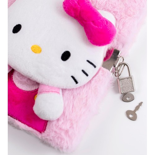 kids licensing hello kitty girls τρισδιάστατο μυστικό ημερολόγιο με κλειδαριά βελούδινη επένδυση a5 για το σχολείο HK50140 84355