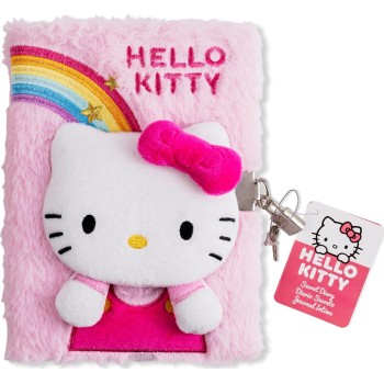 kids licensing hello kitty girls 3-d secret diary with lock a5 lined plush  for school HK50140 8435507886970