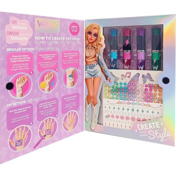 kids licensing wow γενιά - κιτ τατουάζ glitter, στυλό glitter, διακοσμητικά πετράδια, stenci WOW00097 8435507883238