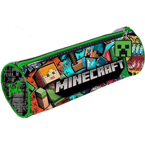 kids licensing kids  - minecraft round school pencil case for kids MC00052 8435507893886