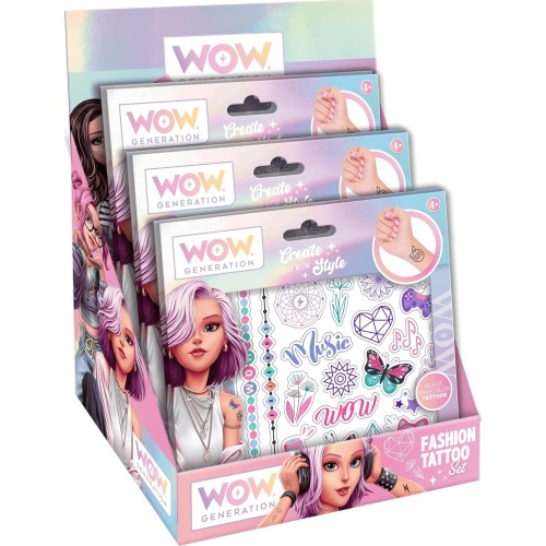 kids licensing wow generation set of 50 coloured tattoos and  and white WOW00114 8435507885478