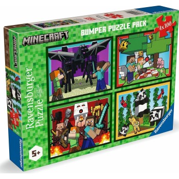 Ravensburger Παζλ 4x100 Τεμ. Minecraft 12004290 4005555042907