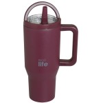 eco life Ecolife θερμός ποτήρι ανοξείδωτο 2 handles granberry με καλαμάκι 900ml 33-BO-7070 5208009003779