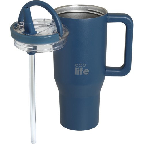 eco life Ecolife θερμός ποτήρι ανοξείδωτο 2 handles navy με καλαμάκι 900ml 33-BO-7074 5208009003809
