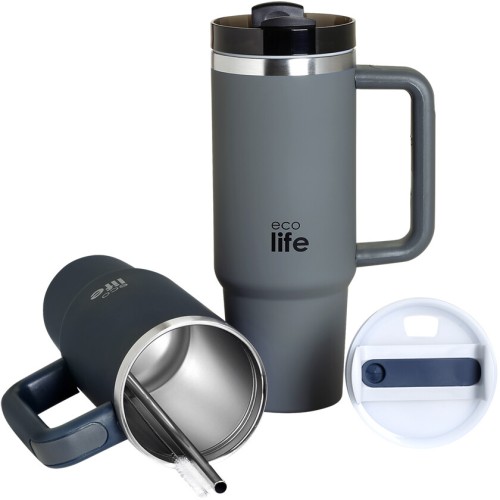 eco life Ecolife ανοξείδωτο ποτήρι θερμός με καλαμάκι stormy sea 900ml 33-BO-5014 5208009003373
