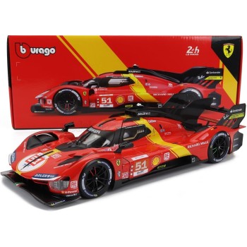 Bburago - 1/18 Ferrari Racing - 499p LMH 202351 - Red - New 2024: Metallic Replica - Detailed Interior - Opening Doors and Hood 
