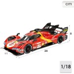 Bburago - 1/18 Ferrari Racing - 499p LMH 202351 - Red - New 2024: Metallic Replica - Detailed Interior - Opening Doors and Hood 