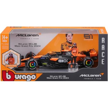 Bburago 1:24 2024 Race Mclaren Mcl38 With Figure, Piastri 81 18/28040 (#81) 4893993018017