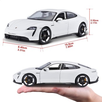 Bburago B18-21098 Porsche Taycan Super Car-1:24 Scale Die Cast Vehicle, White 18/21098 WHITE 4893993210985