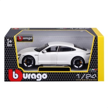 Bburago B18-21098 Porsche Taycan Super Car-1:24 Scale Die Cast Vehicle, White 18/21098 WHITE 4893993210985