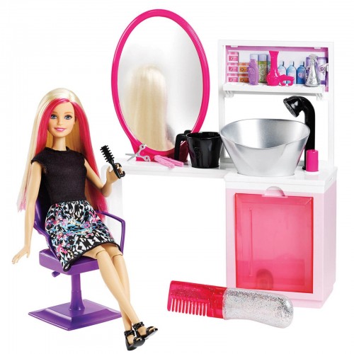 Mattel Barbie Glitter Κομμωτήριο Με Κούκλα DTK05 887961356489