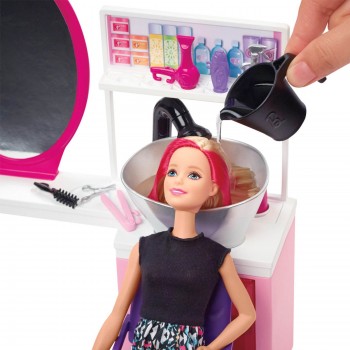 Mattel Barbie Glitter Κομμωτήριο Με Κούκλα DTK05 887961356489