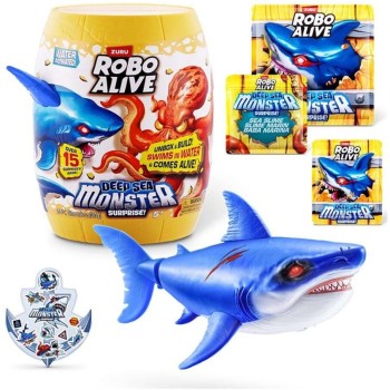 ZURU Robo Alive Deep Sea Monster Surprise Barrel With Shark and 15+ Surprises (11871155a) 11871155A 4894680046597