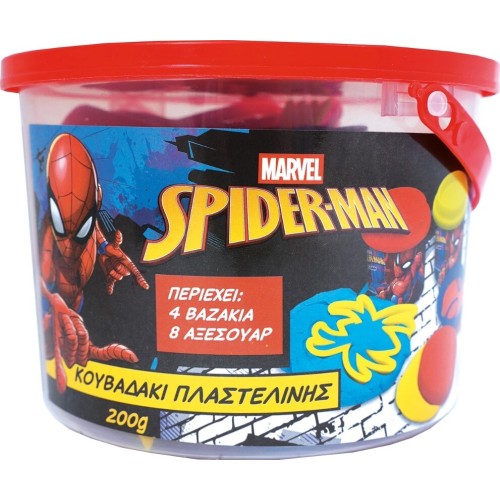 As company as Plasticine Spiderman Bucket With 4 Jars and 8 Tools 200g 3+ Years 1045-03629 5203068036294
