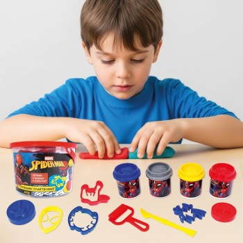 As company as Plasticine Spiderman Bucket With 4 Jars and 8 Tools 200g 3+ Years 1045-03629 5203068036294