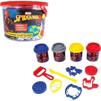 As company as Plasticine Spiderman Bucket With 4 Jars and 8 Tools 200g 3+ Years 1045-03629 5203068036294