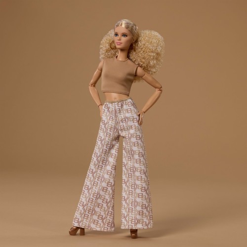 Mattel Barbie Basics Collectible Doll, Model 07 With Blonde Hair in White Pants With Golden Print JJX26 194735343553