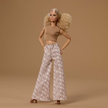Mattel Barbie Basics Collectible Doll, Model 07 With Blonde Hair in White Pants With Golden Print JJX26 194735343553