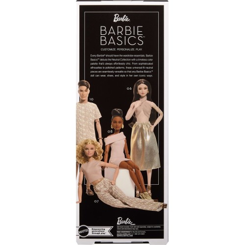 Mattel Barbie Basics Collectible Doll, Model 07 With Blonde Hair in White Pants With Golden Print JJX26 194735343553
