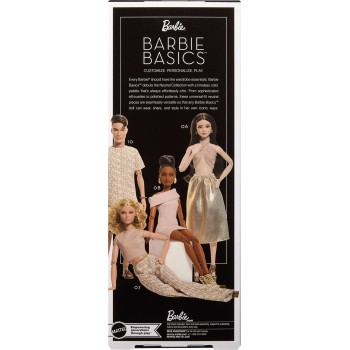 Mattel Barbie Basics Collectible Doll, Model 07 With Blonde Hair in White Pants With Golden Print JJX26 194735343553