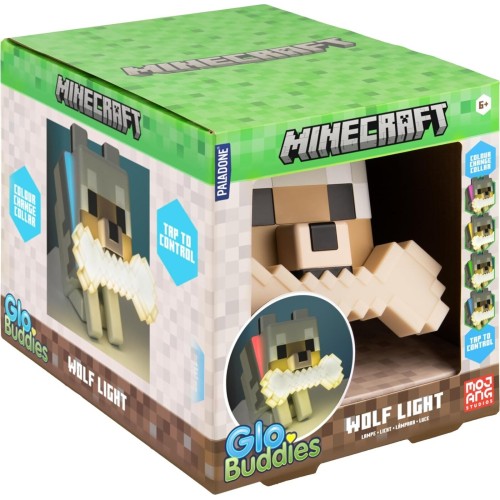 Paladone minecraft wolf globuddies 3d colour changing light, officially licensed led PP14761MCF 5056577758337
