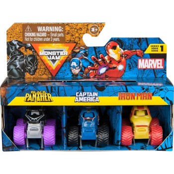Spin Master Marvel Avengers monster jam,  mini monster truck 3-pack, black panther, captain america, ir 6070229 681147039759