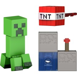 Mattel Minecraft Creeper Action Figure & Accessory Set, 3.25-inch Scale Collectible Toy With Building Piece GTP08 / JJR92 194735