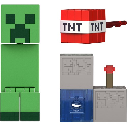 Mattel Minecraft Creeper Action Figure & Accessory Set, 3.25-inch Scale Collectible Toy With Building Piece GTP08 / JJR92 194735