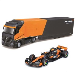 Bburago mercedes semi truck with mclaren mcl38 2024 4 norris, 1:43 scale diecast se 18/38401 4893993384013