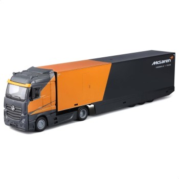 Bburago mercedes semi truck with mclaren mcl38 2024 4 noris, 1:43 scale diecast se 18/38401 4893993384013