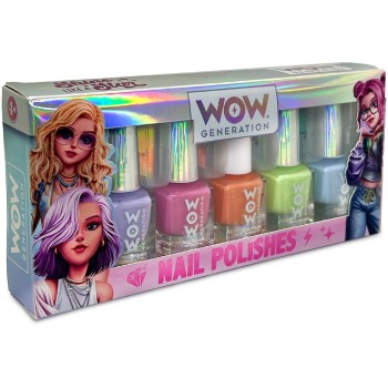 kids licensing WOW Generation Set With 5 Glitter Nail Polishes With Pastel Colors WOW00110 8435507885430