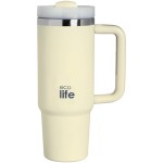 eco life ecolife μεταλλικό θερμός με καλαμάκι cream 900ml 33-BO-5012 5208009003021