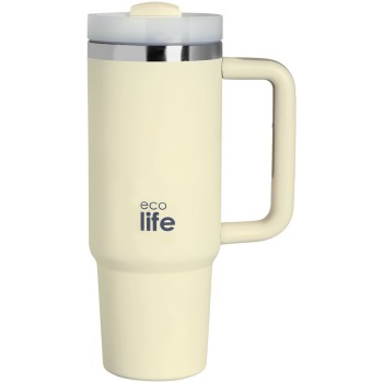 eco life ecolife μεταλλικό θερμός με καλαμάκι cream 900ml 33-BO-5012 5208009003021